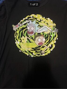 Rick and Morty Graphic Short Sleeve Tee - Black with Green Portal